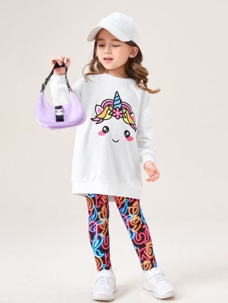 sheen little girl cartoon unicorn off shoulder sleeve pullover and graphic printed leggings she, White
sheen little girl cartoon unicorn off shoulder sleeve pullover and graphic printed leggings she, White