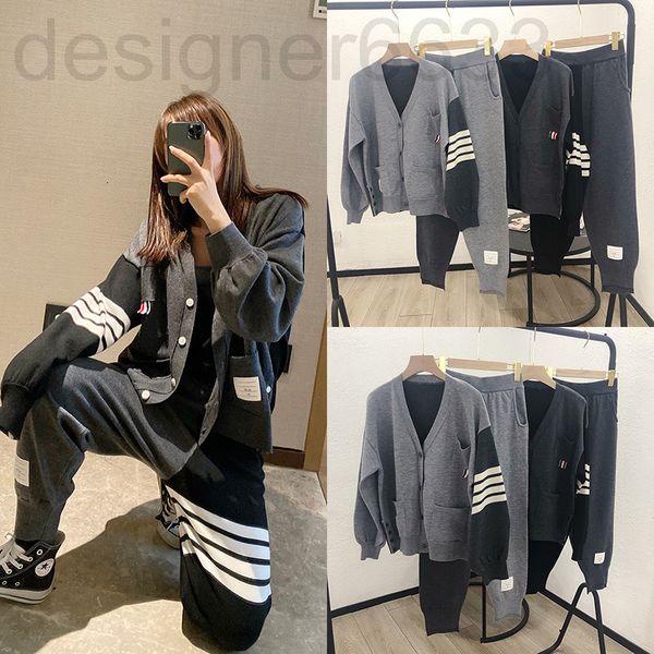 two piece dress designer spring tb college style color blocking pocket sweater cardigan small coat stripe leggings suit women m5nx, White
two piece dress designer spring tb college style color blocking pocket sweater cardigan small coat stripe leggings suit women m5nx, White