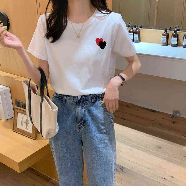 summer new cotton white short sleeve women's design sense of minority thin love top
summer new cotton white short sleeve women's design sense of minority thin love top