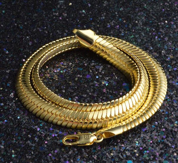 18k yellow solid gold filled chain snake chain 22" 6mm thick men's women's flat snake chain clavicle necklace, Silver
18k yellow solid gold filled chain snake chain 22" 6mm thick men's women's flat snake chain clavicle necklace, Silver