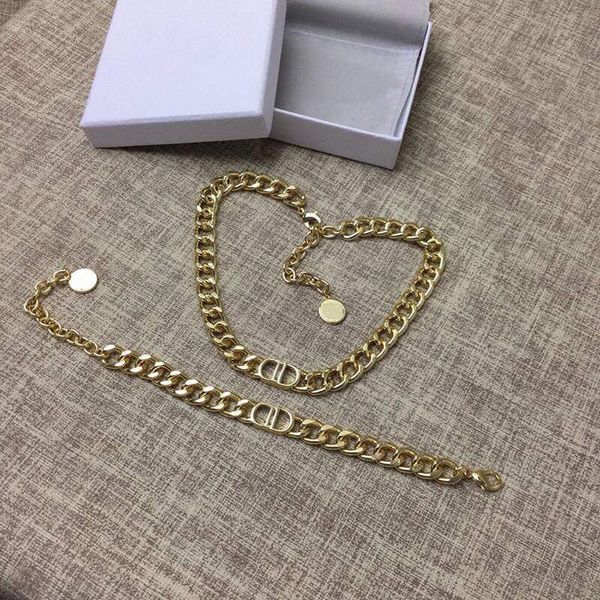 fashion d letter thick chain choker ladies 18k gold pendant bracelet collarbone chain set c9ho#, Golden;silver
fashion d letter thick chain choker ladies 18k gold pendant bracelet collarbone chain set c9ho#, Golden;silver