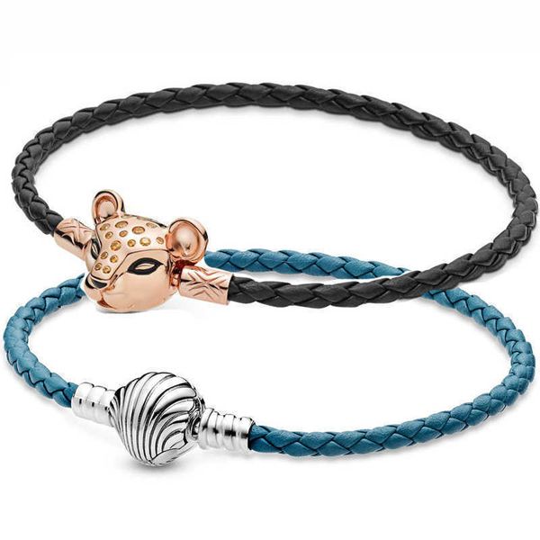 925 sterling silver buckle bracelet, original, turquoise leather, pink, lion, pandora, pearl, Golden;silver
925 sterling silver buckle bracelet, original, turquoise leather, pink, lion, pandora, pearl, Golden;silver