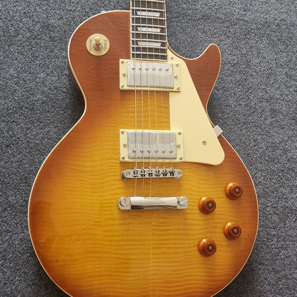 standard electric guitar brown color tiger maple mahogany body silver hardware high quality
standard electric guitar brown color tiger maple mahogany body silver hardware high quality