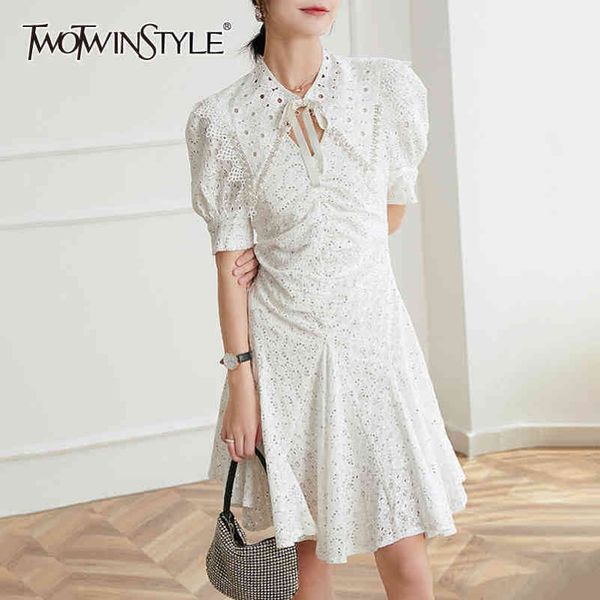 white elegant patchwork lace dress for women v neck puff short sleeve high waist hollow out midi dresses female 210423, Black;gray
white elegant patchwork lace dress for women v neck puff short sleeve high waist hollow out midi dresses female 210423, Black;gray