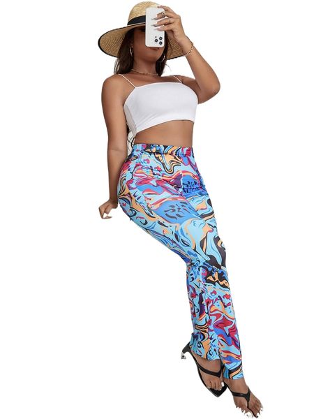 plus allover print high waist bootcut leg pants t1yg#, Black
plus allover print high waist bootcut leg pants t1yg#, Black