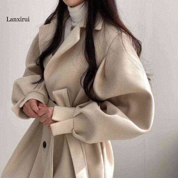 autumn winter black/beige blends women casual turn-down collar long sleeve single breasted outerwear female fashion coat t220714
autumn winter black/beige blends women casual turn-down collar long sleeve single breasted outerwear female fashion coat t220714