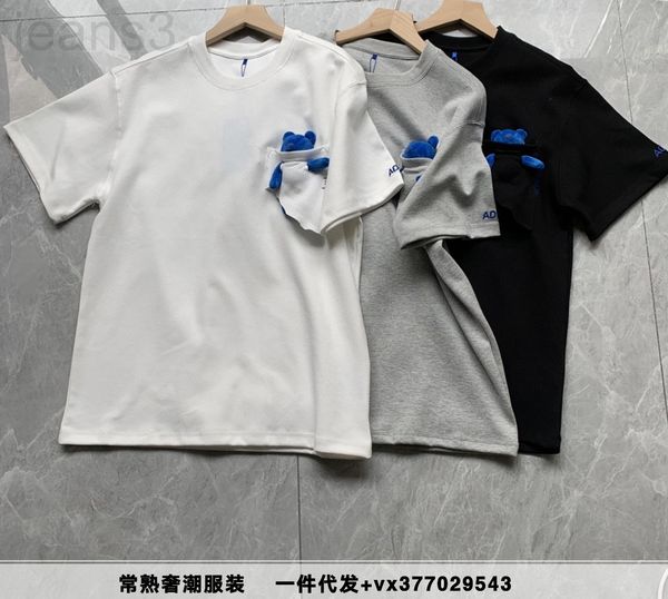 women's t-shirt designer aader * ragged pocket blue cartoon doll bear couple loose casual t-shirt, White
women's t-shirt designer aader * ragged pocket blue cartoon doll bear couple loose casual t-shirt, White