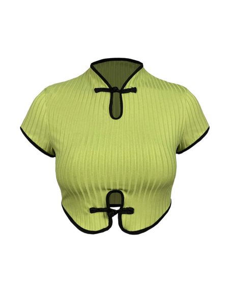 frog button contrast binding cut out front crop tee t0lm#, White
frog button contrast binding cut out front crop tee t0lm#, White