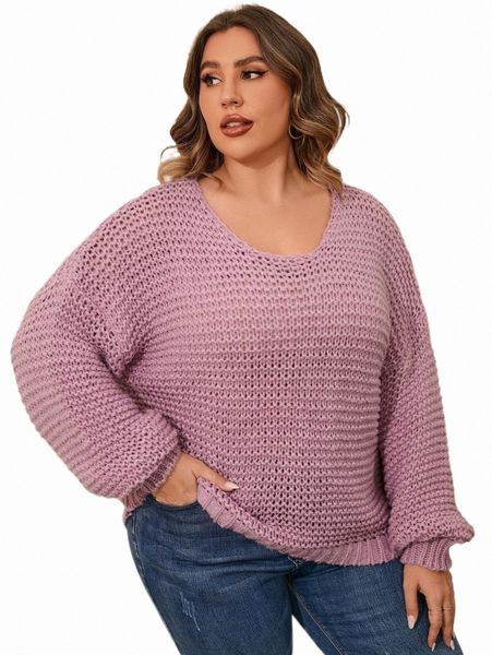 plus drop shoulder sweater z87a#, Black