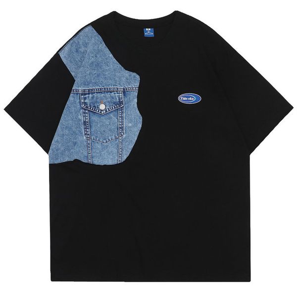 men's clothing tee patchwork cotton o-neck oversized t-shirt summer harajuku streetwear casual hip hop t shirt for men, White;black
men's clothing tee patchwork cotton o-neck oversized t-shirt summer harajuku streetwear casual hip hop t shirt for men, White;black