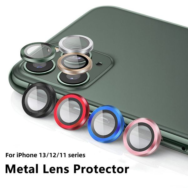 Image of 3D Full Cover Lens Protection For iPhone13 12 11 Pro Max Camera Protector Tempered Glass Metal Ring Cover Protective Cap With Retail Package