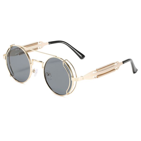 round frame punk double spring metal sunglasses cutout temple sunglasses, White;black
round frame punk double spring metal sunglasses cutout temple sunglasses, White;black