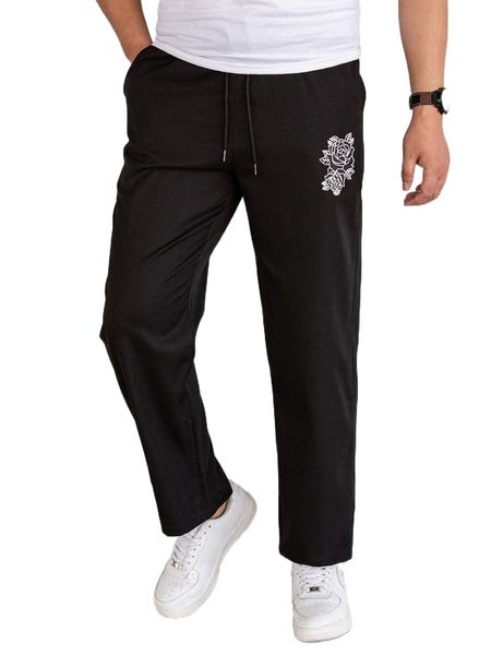 men floral print drawstring pants l8be#, Black
men floral print drawstring pants l8be#, Black