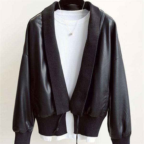 ftlzz spring autumn women faux soft leather jacket big vneck drawstring placket pu leather coat female black moto bike outwear 220815
ftlzz spring autumn women faux soft leather jacket big vneck drawstring placket pu leather coat female black moto bike outwear 220815