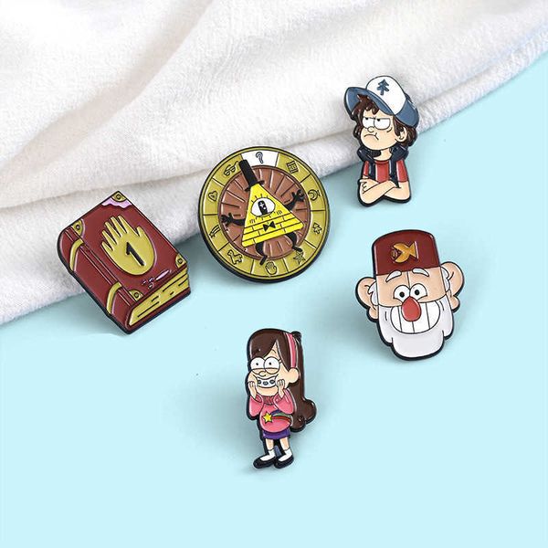 new product creative cartoon weird town character book clock shape baking paint accessory brooch, Gray
new product creative cartoon weird town character book clock shape baking paint accessory brooch, Gray