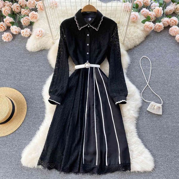 casual dresses gauze lace french waist closing to show thin medium and long sleeved doll collar dress for women's spring light mature w, Black;gray
casual dresses gauze lace french waist closing to show thin medium and long sleeved doll collar dress for women's spring light mature w, Black;gray