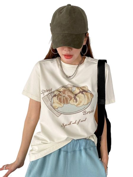 dazy bread & letter graphic tee b8z4#, White
dazy bread & letter graphic tee b8z4#, White