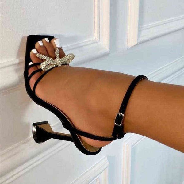 2022 new rhinestone wine cup heel high-heeled sandals women's, Black 
2022 new rhinestone wine cup heel high-heeled sandals women's, Black