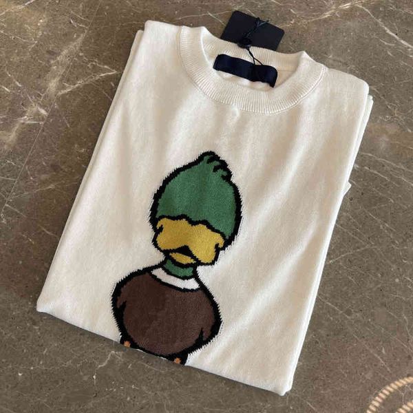 women's t-shirt spring donkey family men's and women's same duck jacquard casual loose knit short sleeve t-shirt, White
women's t-shirt spring donkey family men's and women's same duck jacquard casual loose knit short sleeve t-shirt, White