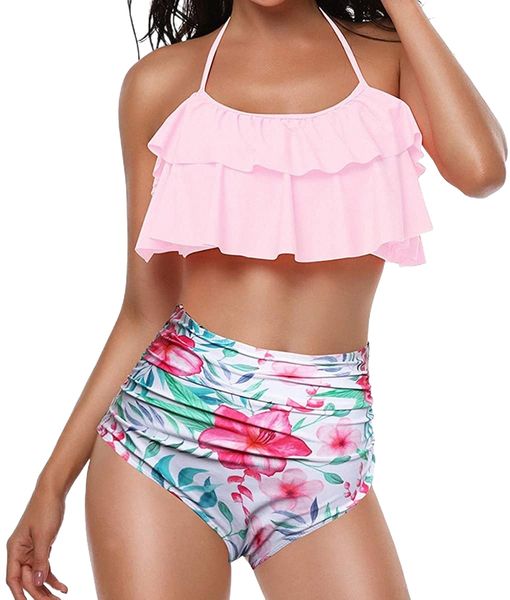swimsuits for women two piece bathing suits ruffled flounce with high waisted bottom bikini set r89e#, White;black
swimsuits for women two piece bathing suits ruffled flounce with high waisted bottom bikini set r89e#, White;black