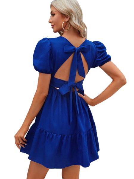 tie backless puff sleeve ruffle hem dress 85wg#, Black;gray
tie backless puff sleeve ruffle hem dress 85wg#, Black;gray