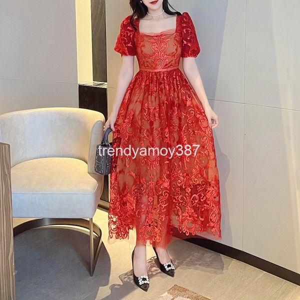 casual dresses celebrity style high sense women's wear summer heavy industry embroidery mesh medium long red dress, Black;gray
casual dresses celebrity style high sense women's wear summer heavy industry embroidery mesh medium long red dress, Black;gray