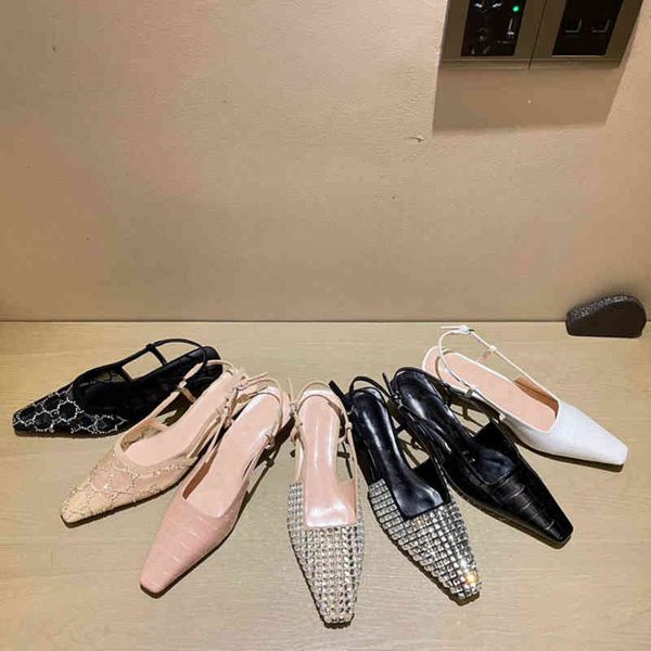 2022 g family drill cat heel back air sandals women's medieval stone single shoes mesh baotou half slippers, Black
2022 g family drill cat heel back air sandals women's medieval stone single shoes mesh baotou half slippers, Black