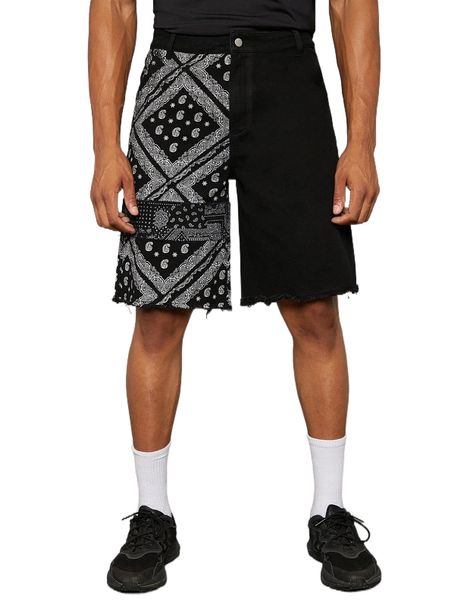 men paisley print raw hem bermuda denim shorts i6pf#, White;black
men paisley print raw hem bermuda denim shorts i6pf#, White;black