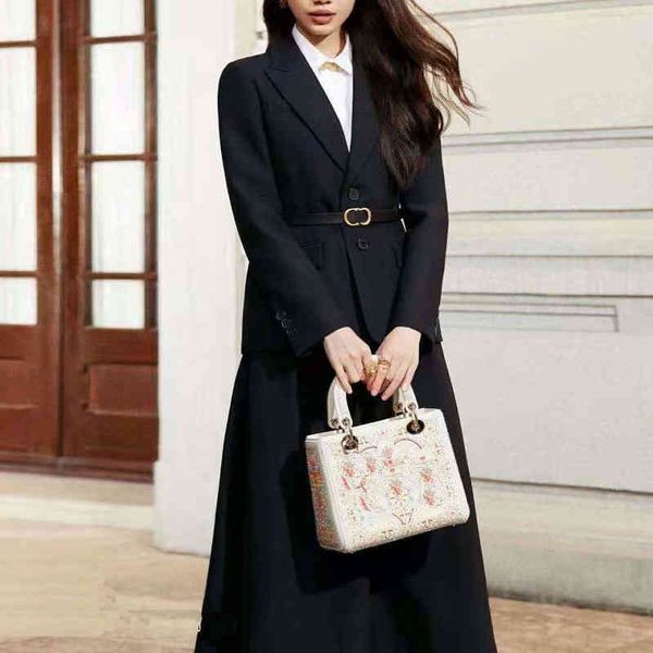 women's two piece pants black hepburn suit fall women's two button with a-line skirt piece set, White