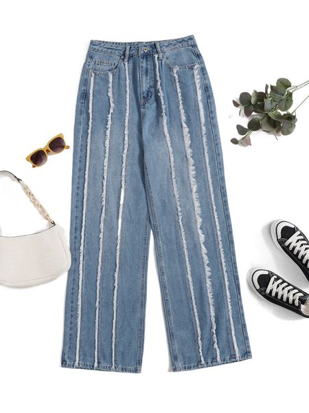 raw edge straight leg jeans n2xb#, Blue
raw edge straight leg jeans n2xb#, Blue