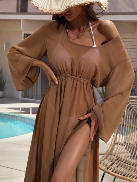 plain chiffon cover up f2hl#, White;black