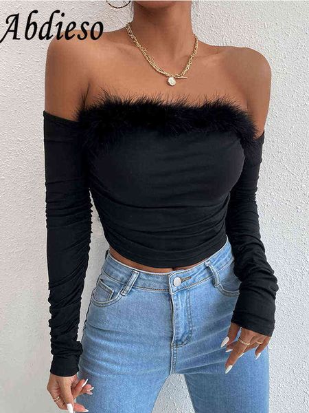 women's abdieso feather backless autumn long sleeve women blac t220823, White
women's abdieso feather backless autumn long sleeve women blac t220823, White