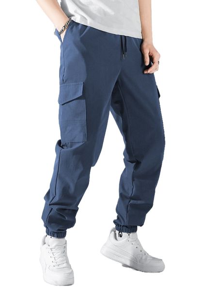 men flap pocket side drawstring waist pants 59qm#, Black
men flap pocket side drawstring waist pants 59qm#, Black
