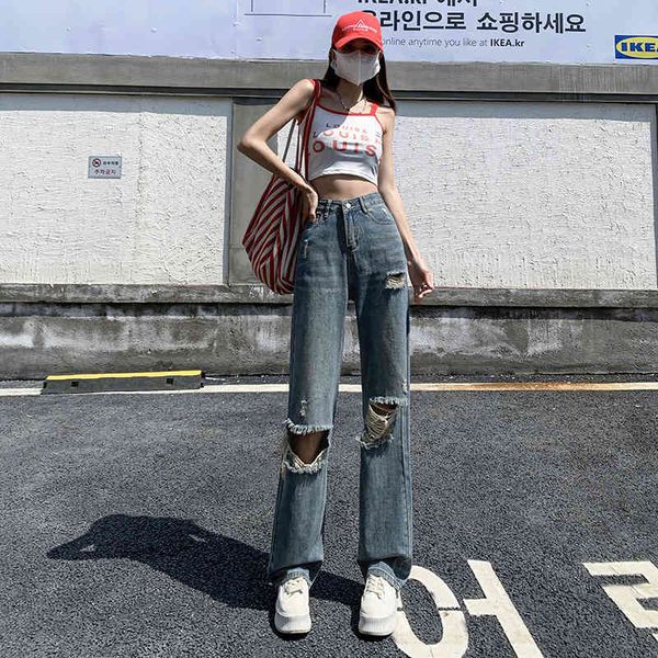 women's jeans wide leg hole straight tube high waist jeans women's spring and summer casual slim floor length pants 8l8d, Blue
women's jeans wide leg hole straight tube high waist jeans women's spring and summer casual slim floor length pants 8l8d, Blue
