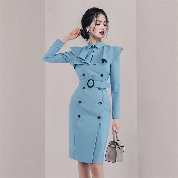 runway spring fall korean womens long sleeve doublebreasted vintage ruffles short ol dress vestido 220817, Black;gray
runway spring fall korean womens long sleeve doublebreasted vintage ruffles short ol dress vestido 220817, Black;gray