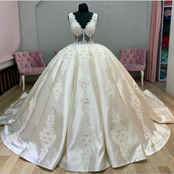 princess wedding dress 2022 v neck sleeveless satin bridal dresses lace applique backless wedding gown for women vestidos de noiva, White
princess wedding dress 2022 v neck sleeveless satin bridal dresses lace applique backless wedding gown for women vestidos de noiva, White