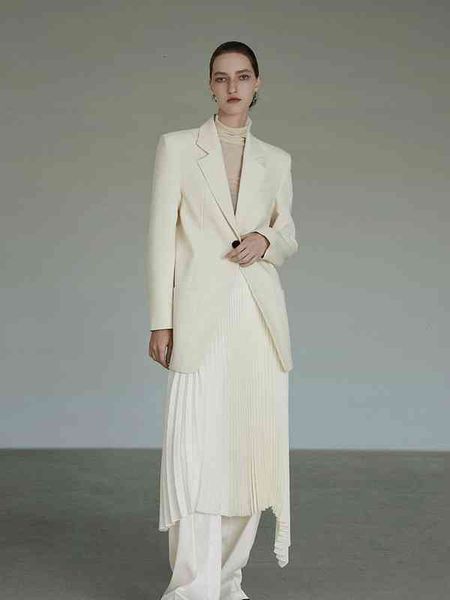 two piece dress unspoken spring design beige blazers for women plus size clothing oversize jacket tllk, White
two piece dress unspoken spring design beige blazers for women plus size clothing oversize jacket tllk, White