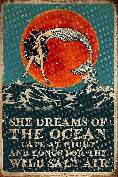 vintage mermaid she dreams of the ocean mermaid lover, girl ocean wave aluminum sign wall art decor metal sign,public
vintage mermaid she dreams of the ocean mermaid lover, girl ocean wave aluminum sign wall art decor metal sign,public