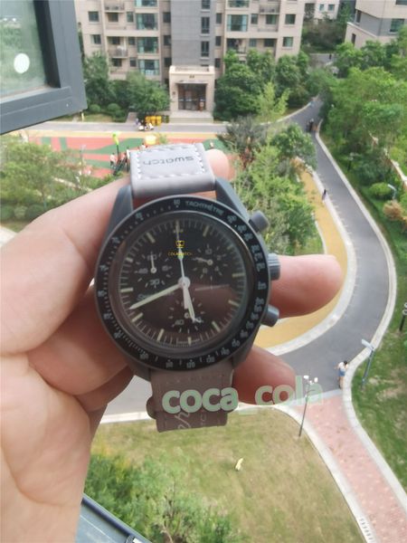2022 super factory watch bioceramic moonswatch swiss quqrtz chronograph mens watch so33a100 mission to mercury 42mm real black ceramic metal