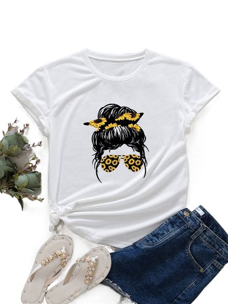 sunflower and figure graphic tee z45w#, White
sunflower and figure graphic tee z45w#, White