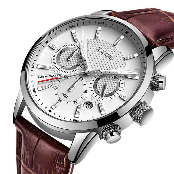 lige 2022 new watch men fashion sport quartz clock man watch leather military waterproof chronograph watch, Slivery;brown
lige 2022 new watch men fashion sport quartz clock man watch leather military waterproof chronograph watch, Slivery;brown