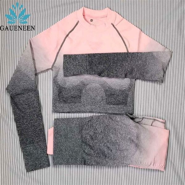 gaueneen yoga set women's tracksuit long sleeve crop seamless leggings fitness gym workout clothes for women sportwear 220317, Gray
gaueneen yoga set women's tracksuit long sleeve crop seamless leggings fitness gym workout clothes for women sportwear 220317, Gray