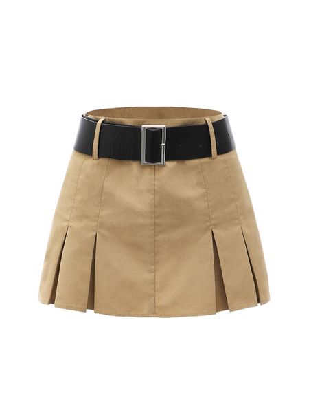 pleated hem belted skirt x6st#, Black
pleated hem belted skirt x6st#, Black