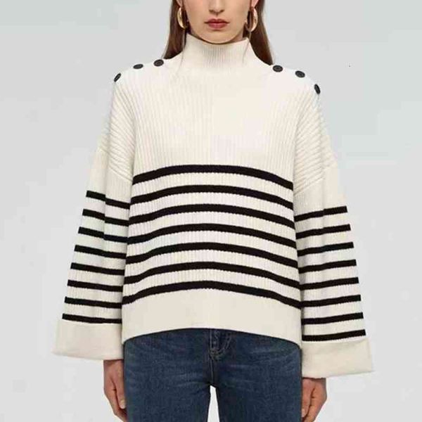 women's knits & tees malashing striped wool brand sweater early spring small turtleneck drop shoulder loose long sleeve knitted jumper, White
women's knits & tees malashing striped wool brand sweater early spring small turtleneck drop shoulder loose long sleeve knitted jumper, White