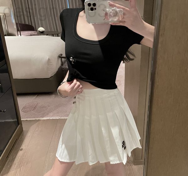 women's t-shirt designer brand dark waist short spring and summer minority sleeve cross printed solid color round neck xba6, White
women's t-shirt designer brand dark waist short spring and summer minority sleeve cross printed solid color round neck xba6, White