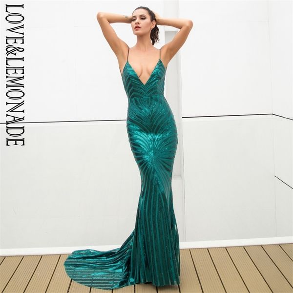 love&lemonade green deep v neck open back geometry sequins long dress lm81225 220507, Black;gray
love&lemonade green deep v neck open back geometry sequins long dress lm81225 220507, Black;gray