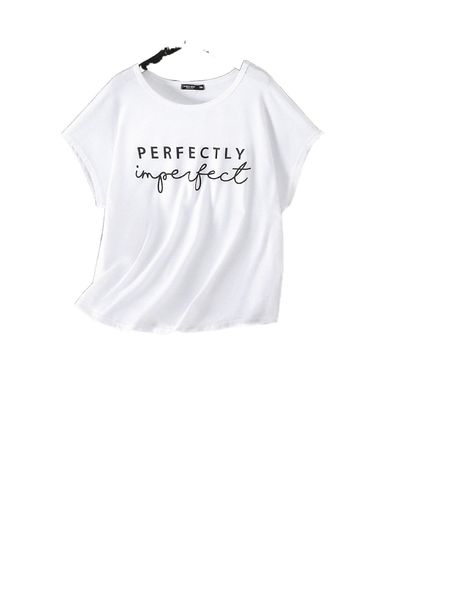 plus letter print batwing sleeve tee & leggings 584t#, Black