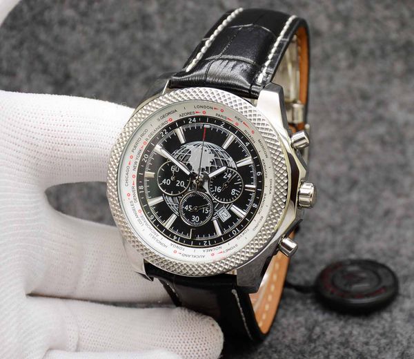 b05 49mm unitime watch chronograph quartz movement silver case limited black dial 50th anniversary men watch leather strap mens wristwatches, Slivery;brown
b05 49mm unitime watch chronograph quartz movement silver case limited black dial 50th anniversary men watch leather strap mens wristwatches, Slivery;brown