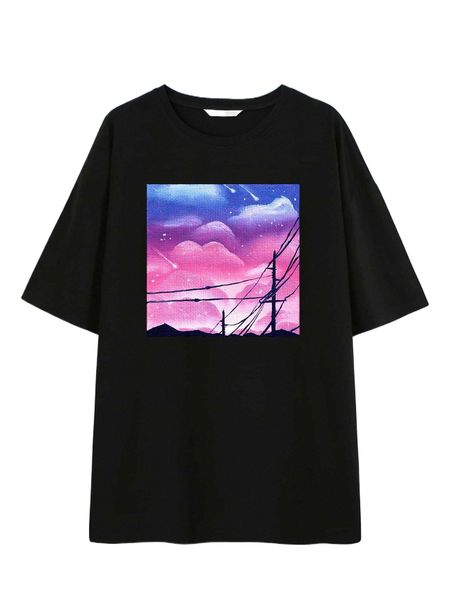 romwe x butayart graphic print tee q4p1#, White