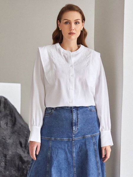 motf premium plus line embroidery blouse 12ig#, Black
motf premium plus line embroidery blouse 12ig#, Black